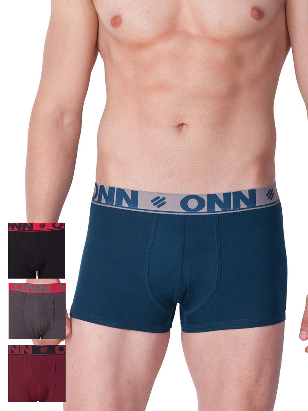 

ONN Men Pack of 4 Trunks, Multi