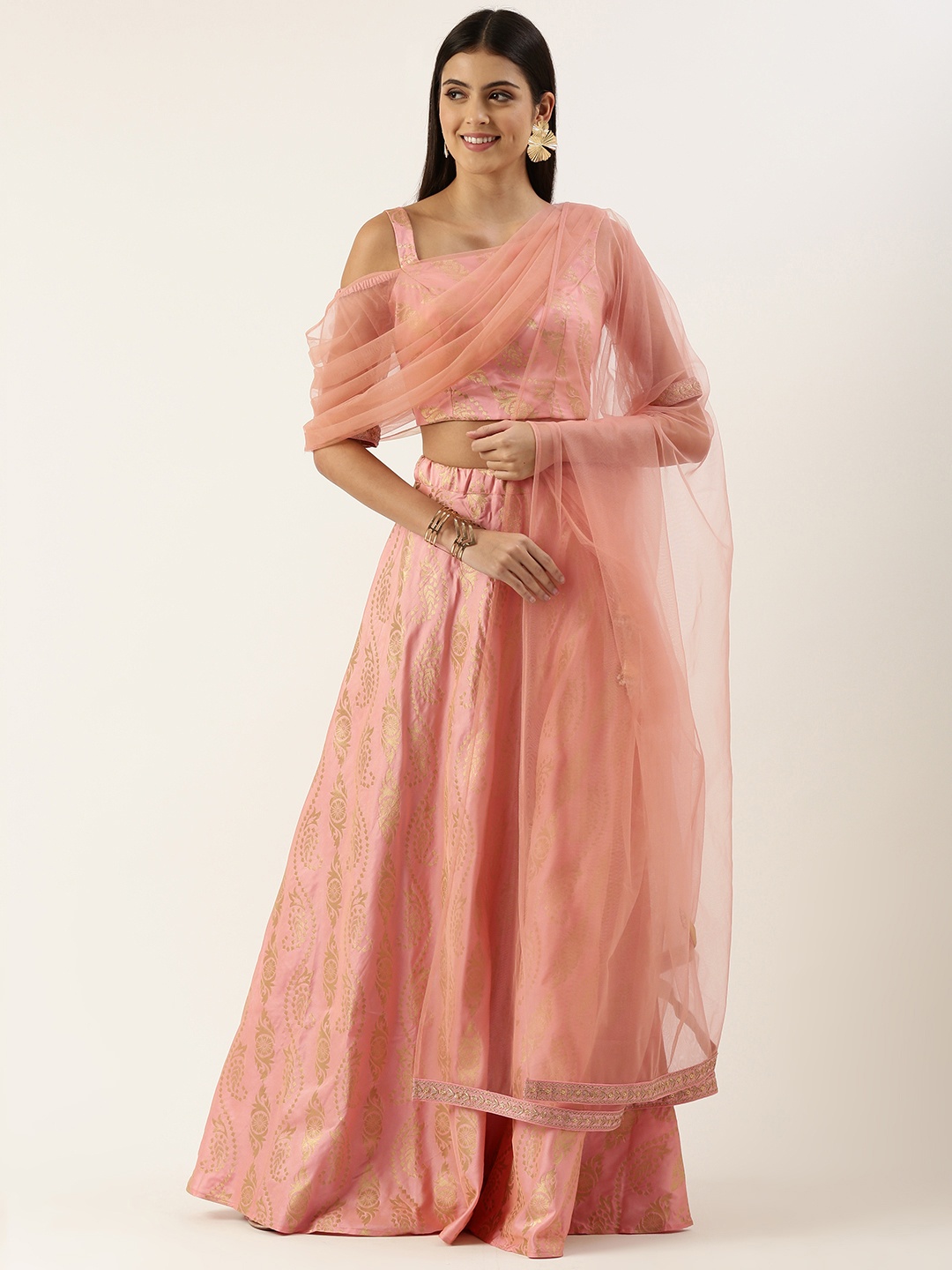 

Ethnovog Ready to Wear Lehenga Blouse With Dupatta, Pink