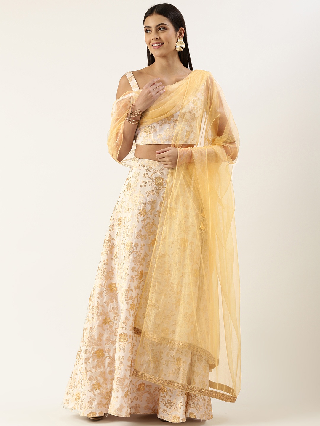 

Ethnovog Ready to Wear Lehenga Blouse With Dupatta, White