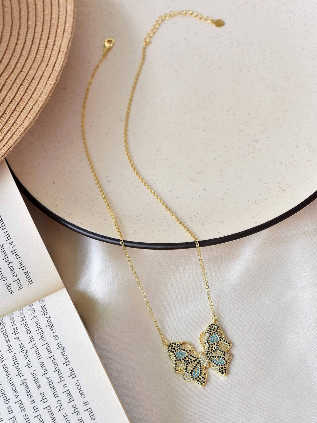 

Klissaa Gold-Plated & Blue Brass Necklace