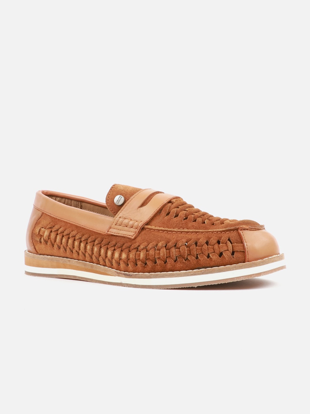 

Carlton London Men Tan Textured Lightweight Loafers
