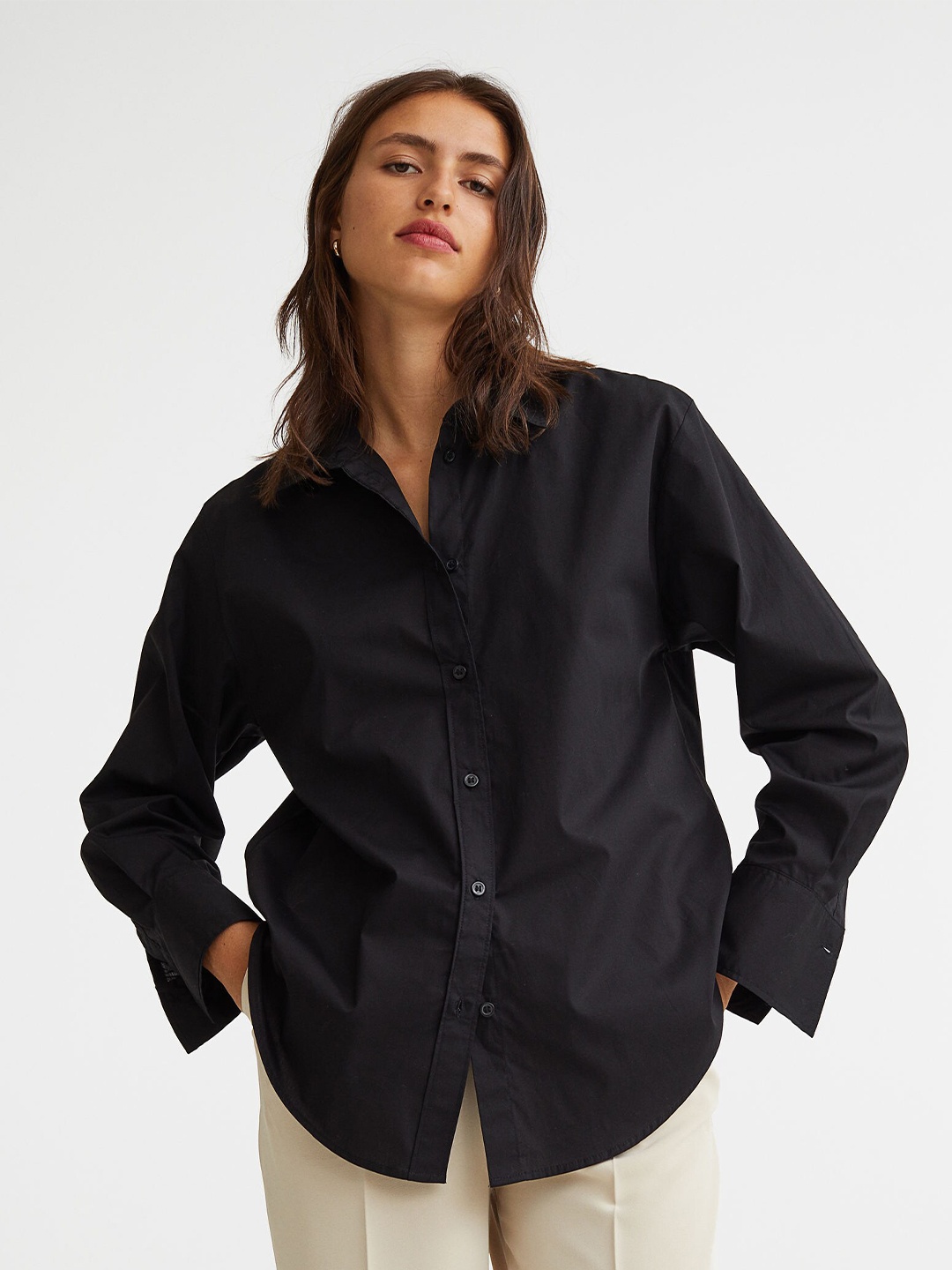 

H&M Woman Cotton shirt, Black