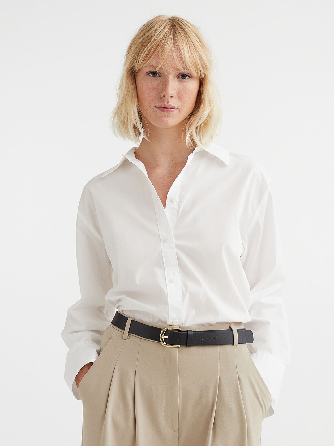 

H&M Women Cotton Shirt, White