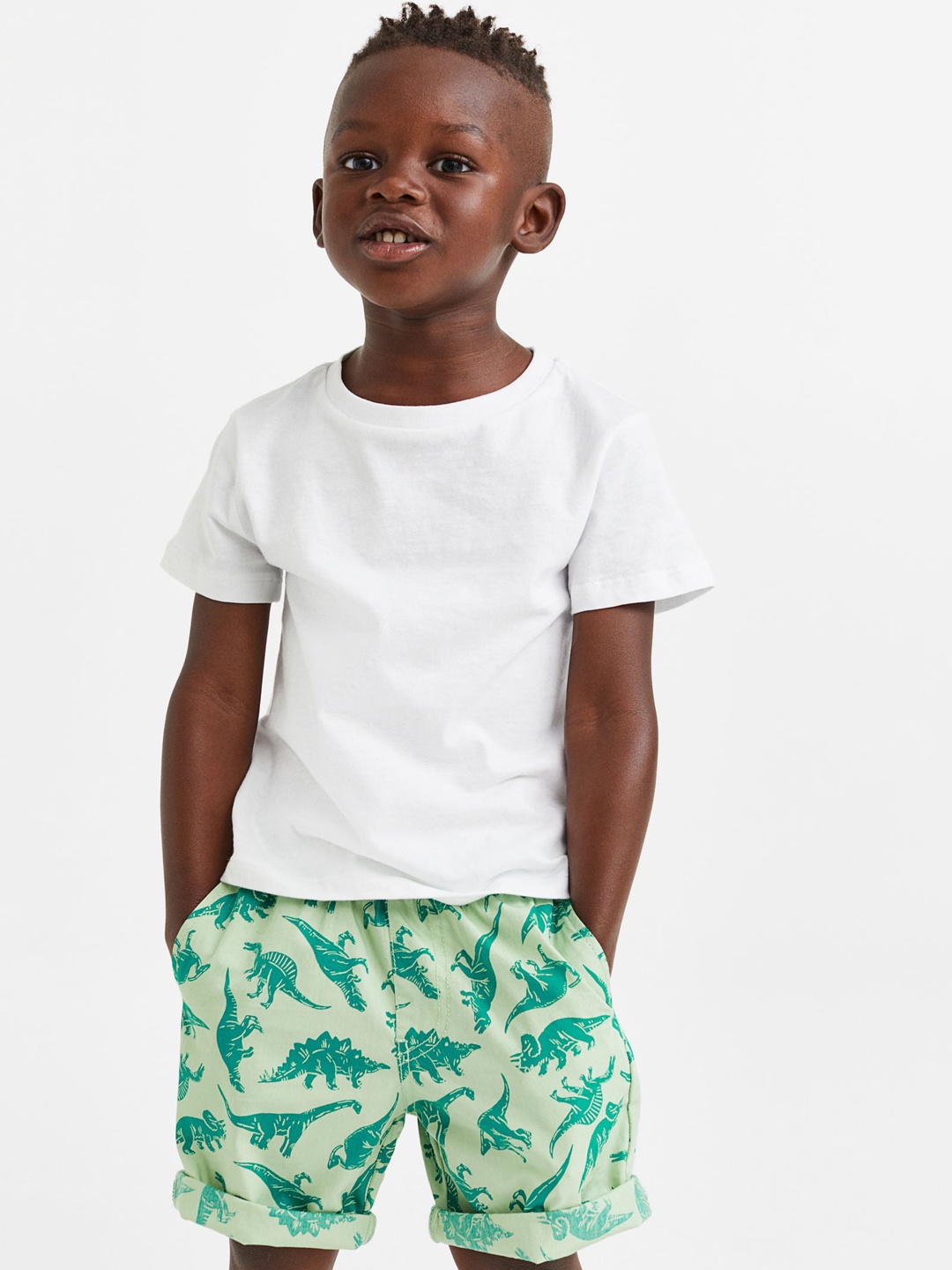 

H&M Boys Cotton Poplin Shorts, Green