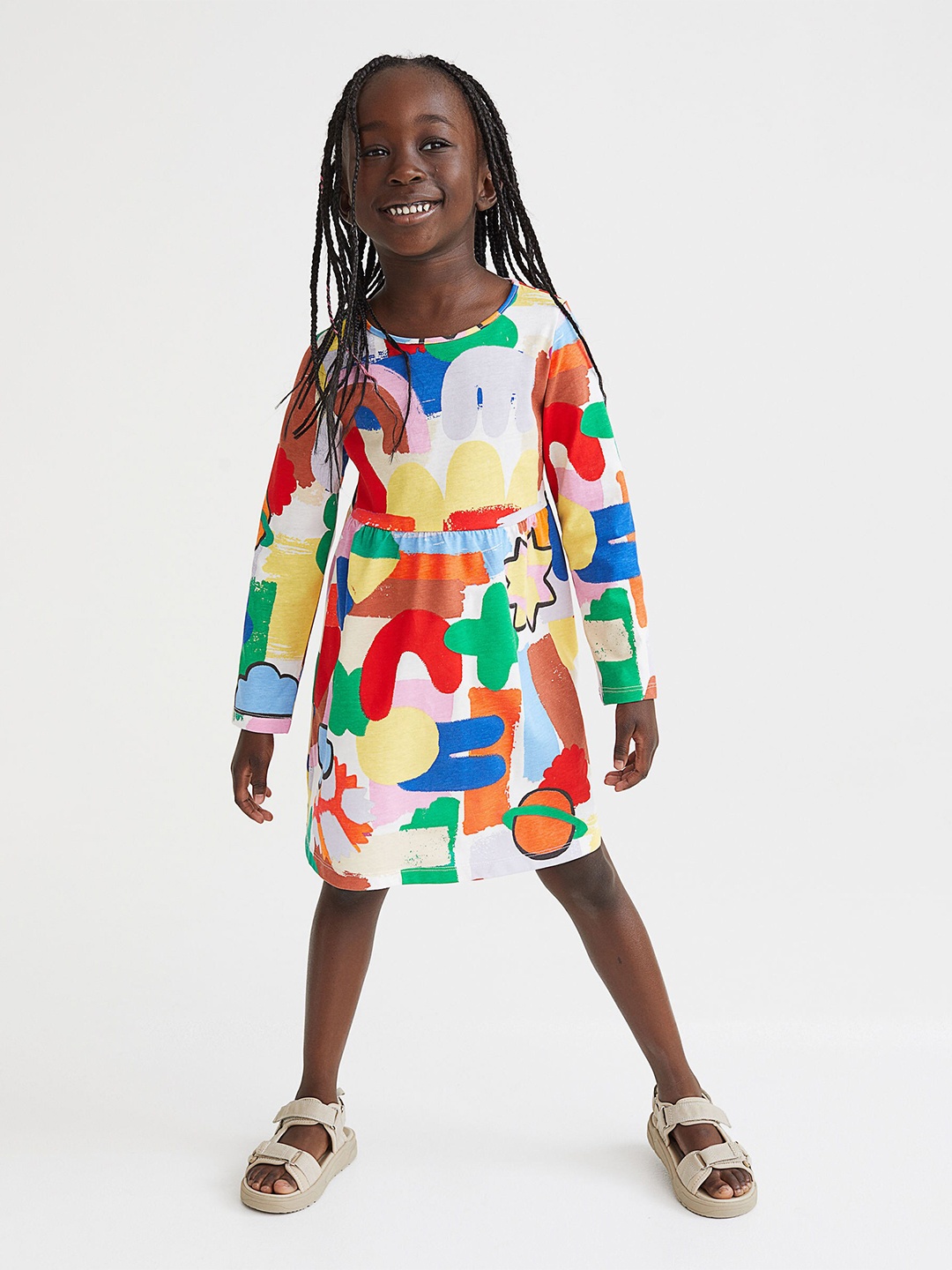 

H&M Girls Multicolored Cotton Jersey Dress, Multi