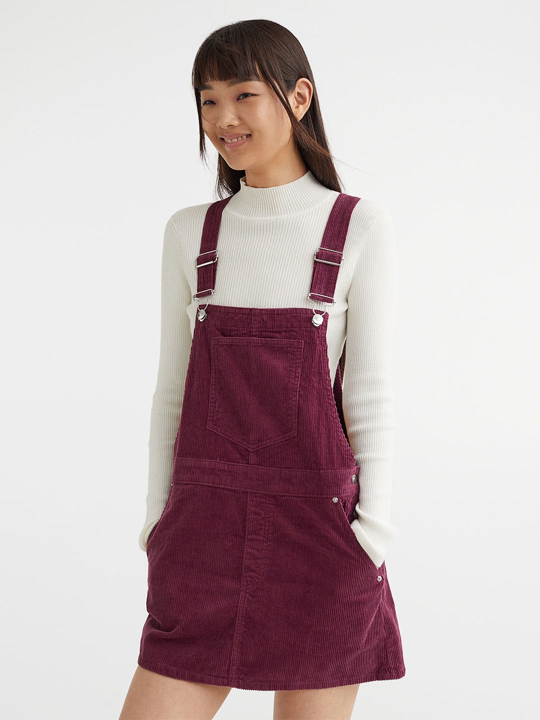 

H&M Corduroy Dungaree Dress, Purple