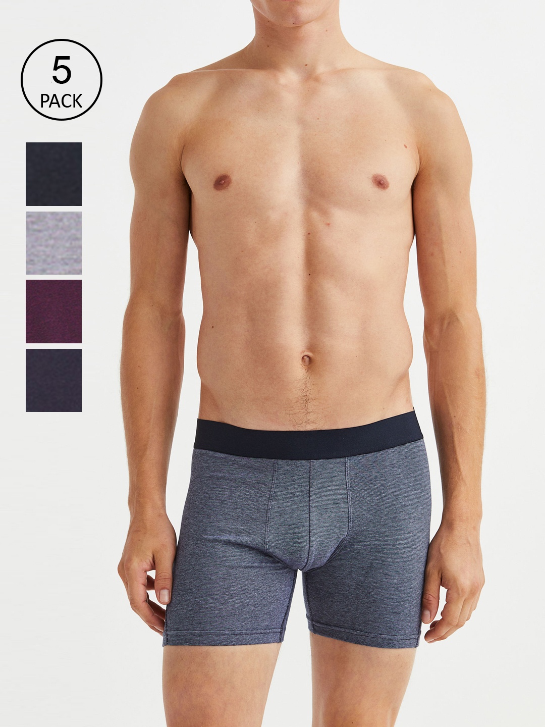 

H&M Men 5-pack cotton mid trunks, Blue