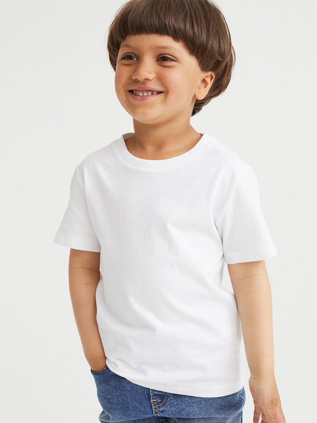 

H&M Boys Solid Cotton T-shirt, White