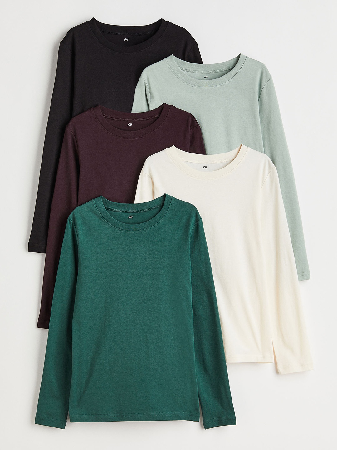 

H&M 5 Pack Jersey Tops, Black