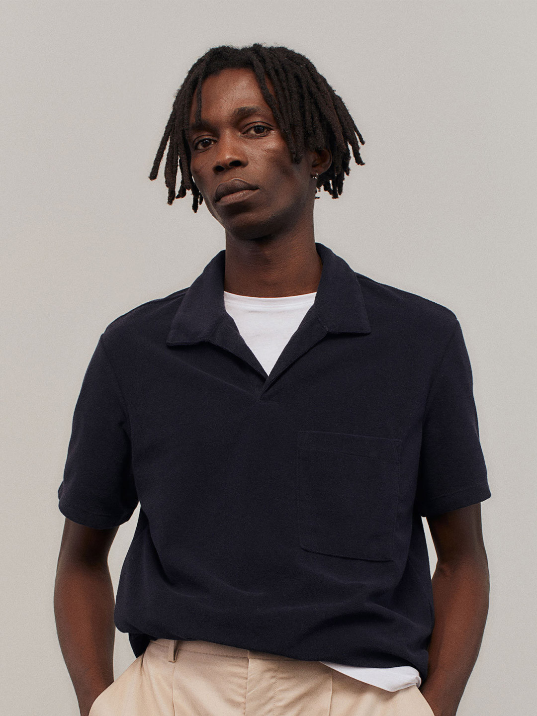 

H&M Men Regular Fit Terry Polo Shirt, Blue