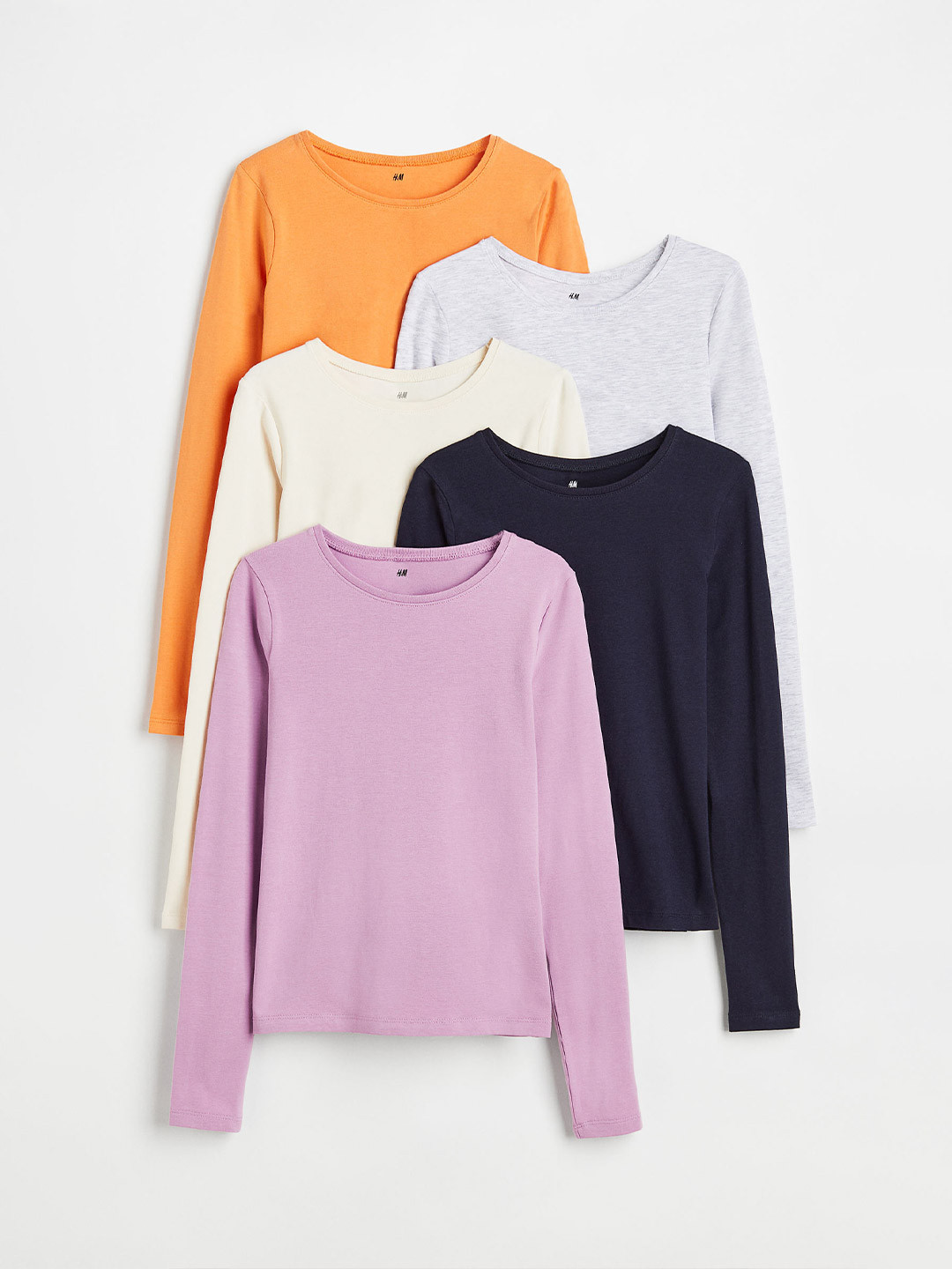 

H&M Girls 5-Pack Jersey Tops, Beige