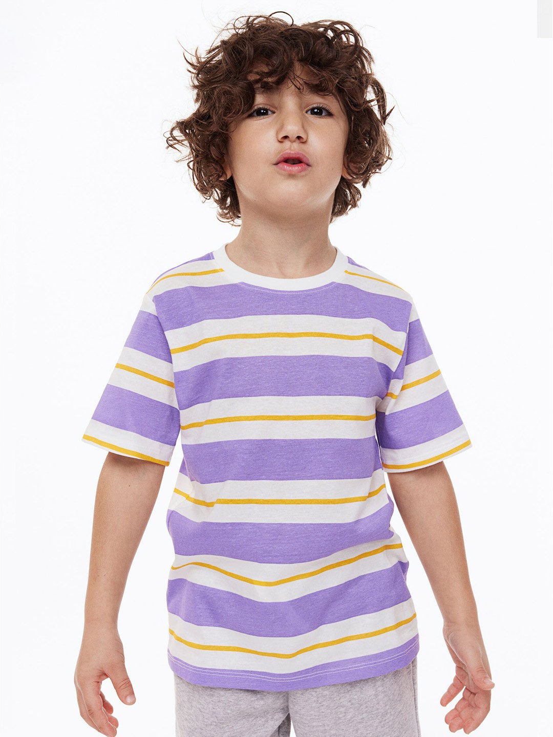 

H&M Printed Cotton T-Shirt, Purple
