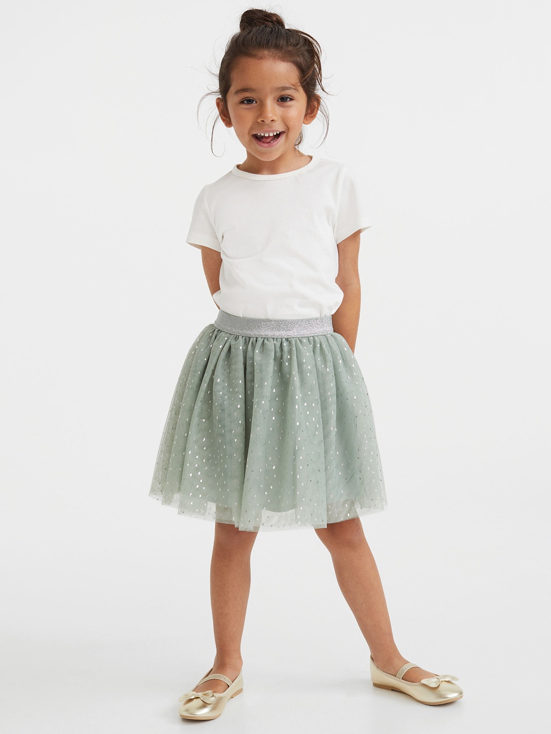 

H&M Girls Glittery Tulle Skirt, Green