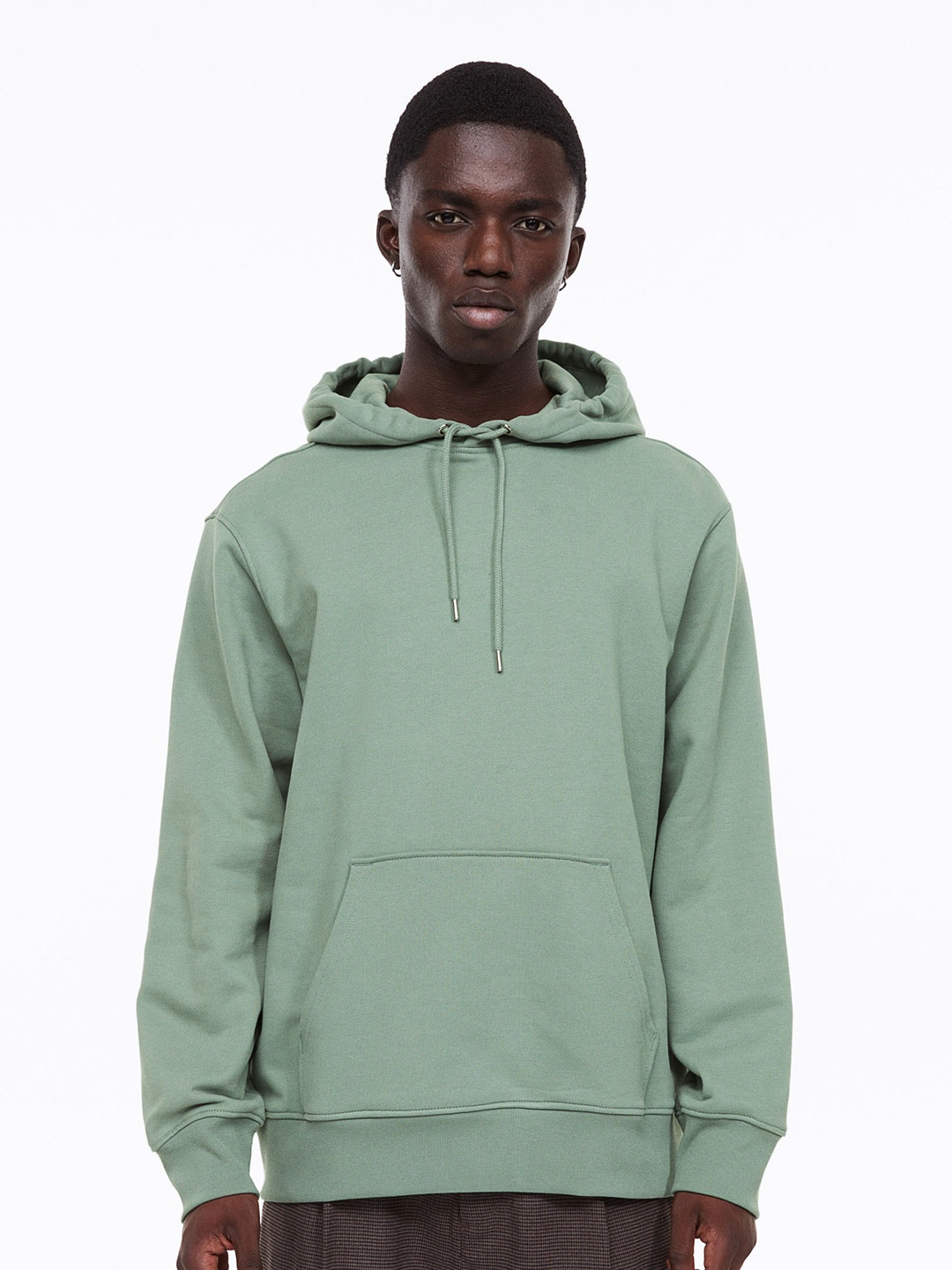 

H&M Men Solid Pure Cotton Essentials No 3 Hoodie, Green