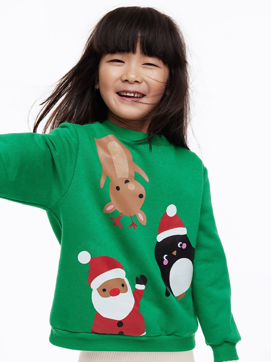 

H&M Girls Printed Sweatshirt, Green