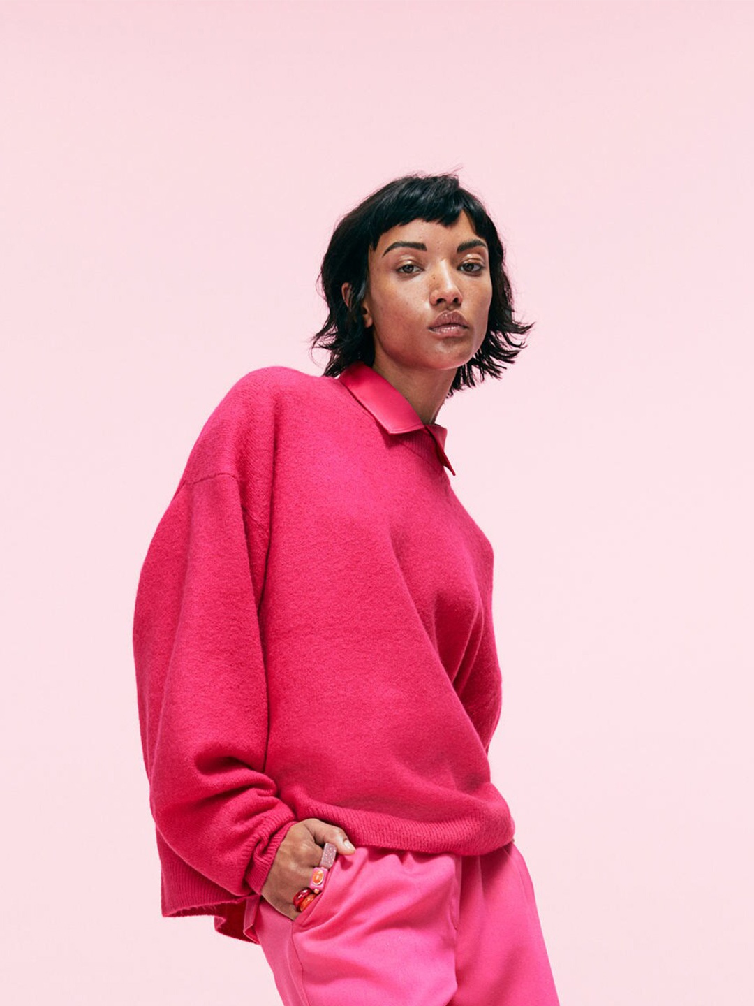 

H&M Women Pink Knitted Jumper