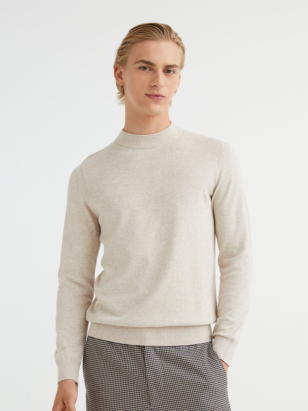 

H&M Men Slim Fit Fine-Knit Turtleneck Jumper, Beige
