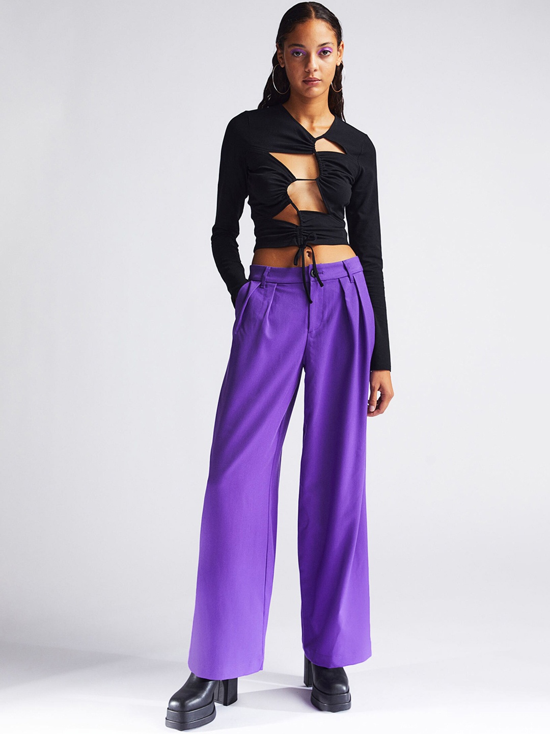 

H&M Women Tailored Trousers, Purple