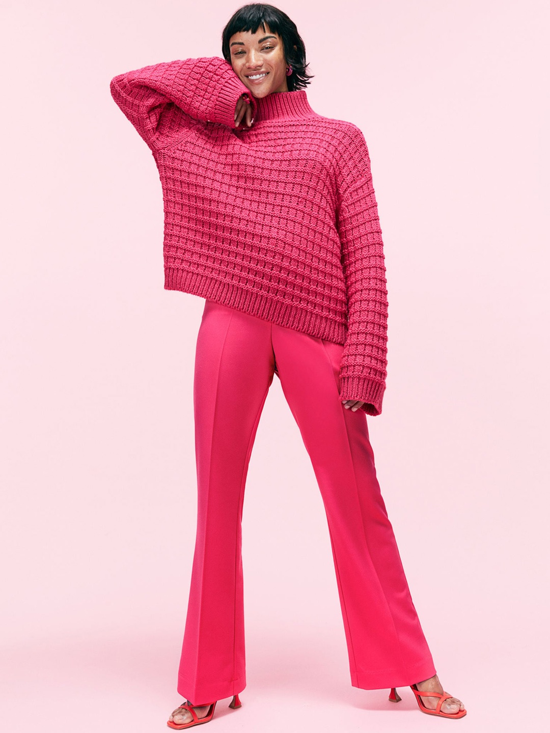 

H&M Women Flared Trousers, Fuchsia