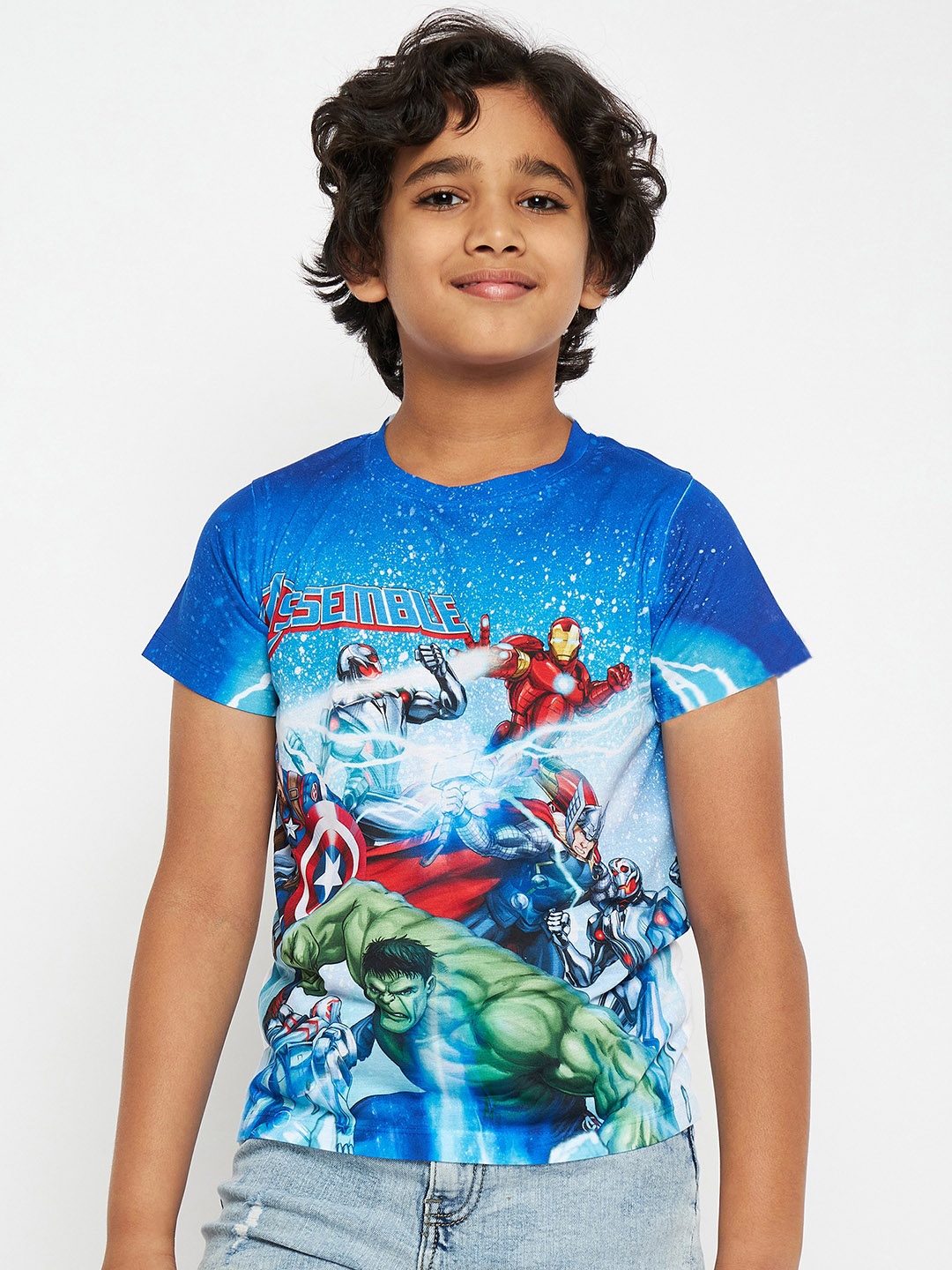 

Marvel by Wear Your Mind Boys Blue Printed Round Neck T-shirt