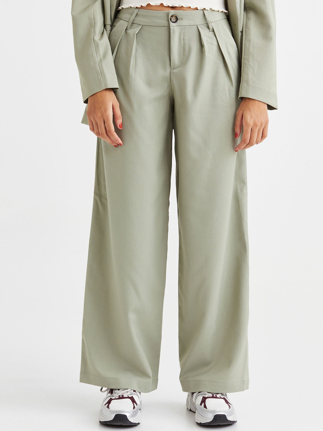 

H&M Women Tailored Trousers, Green
