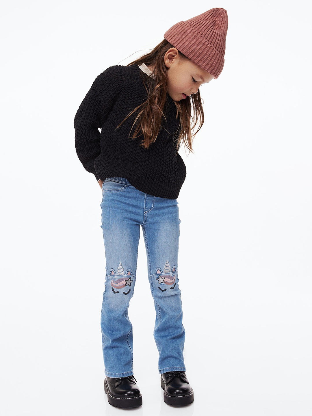 

H&M Girls Flared Pull-On Jeans, Blue