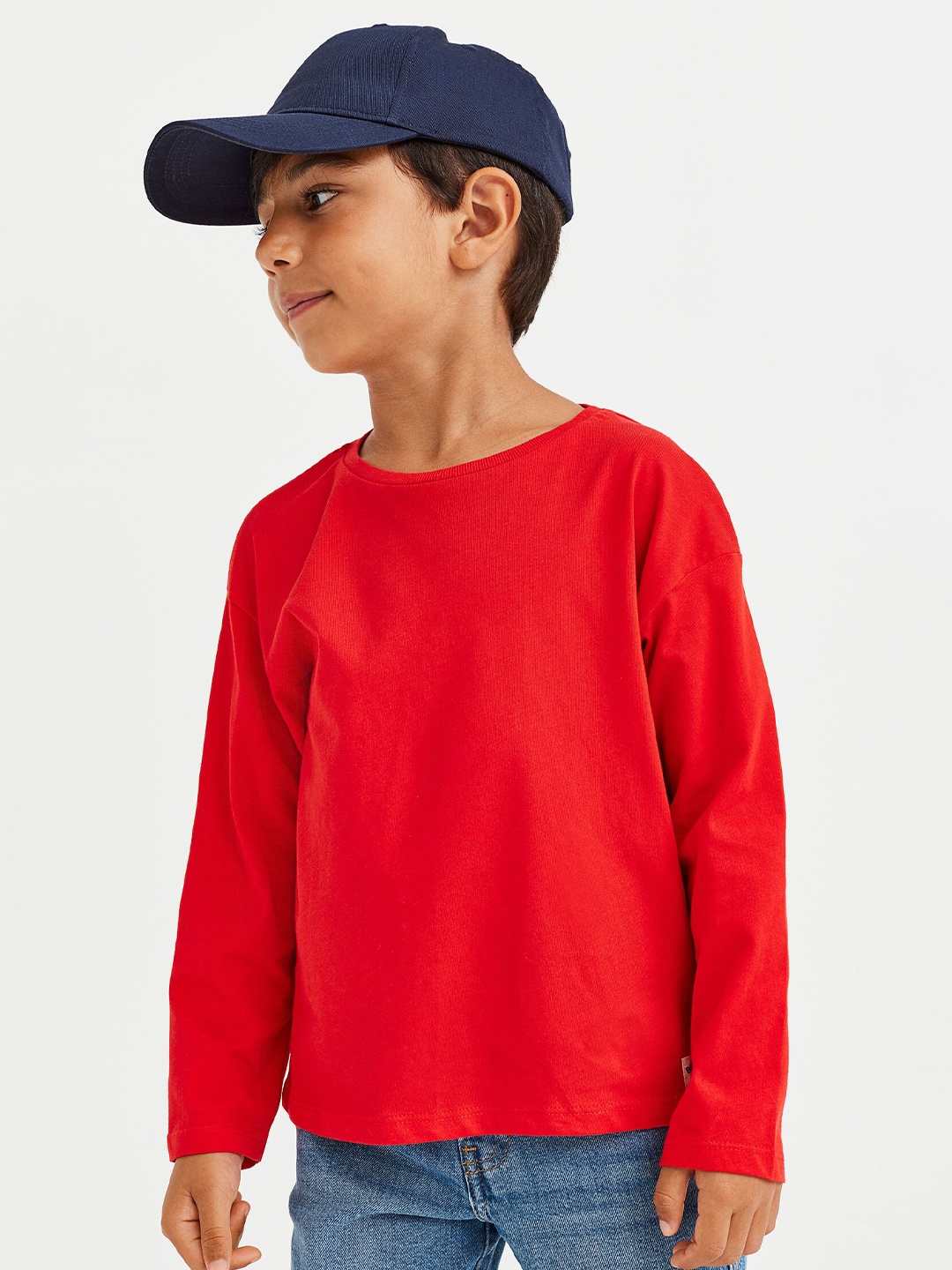 

H&M Boys Long-sleeved Cotton T-Shirt, Red