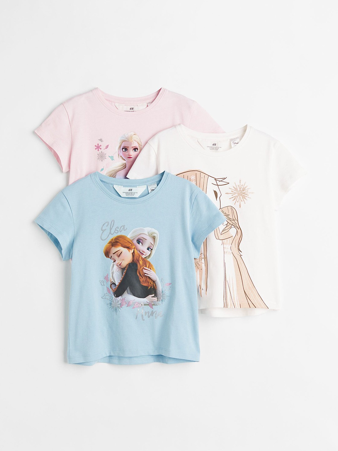 

H&M Girls 3-Pack Printed Jersey Tops, Blue