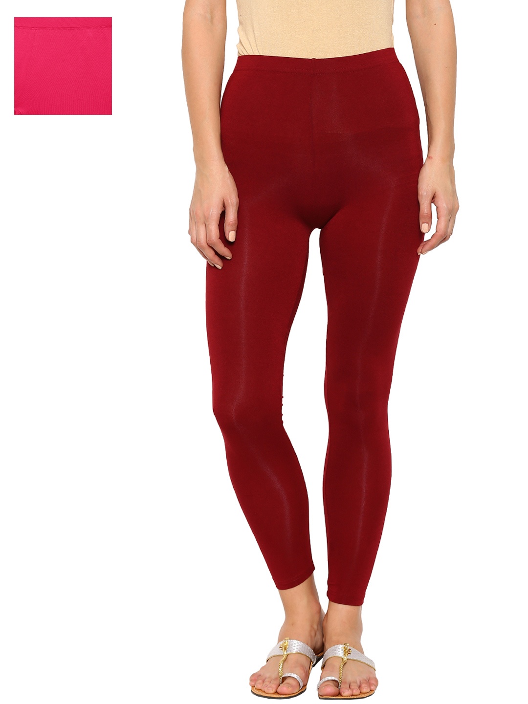 

De Moza Pack of 2 Ankle-Length leggings, Maroon