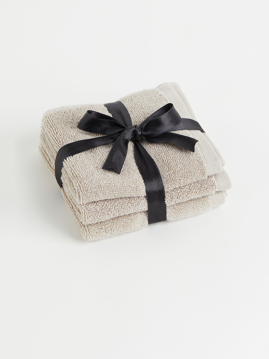 

H&M 553 GSM 3-Pack Cotton Terry Flannels, Beige