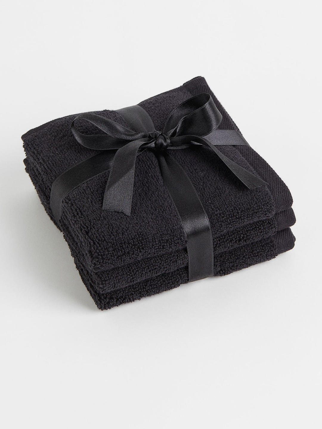 

H&M 350 GSM 3-Pack Cotton Terry Flannels, Black