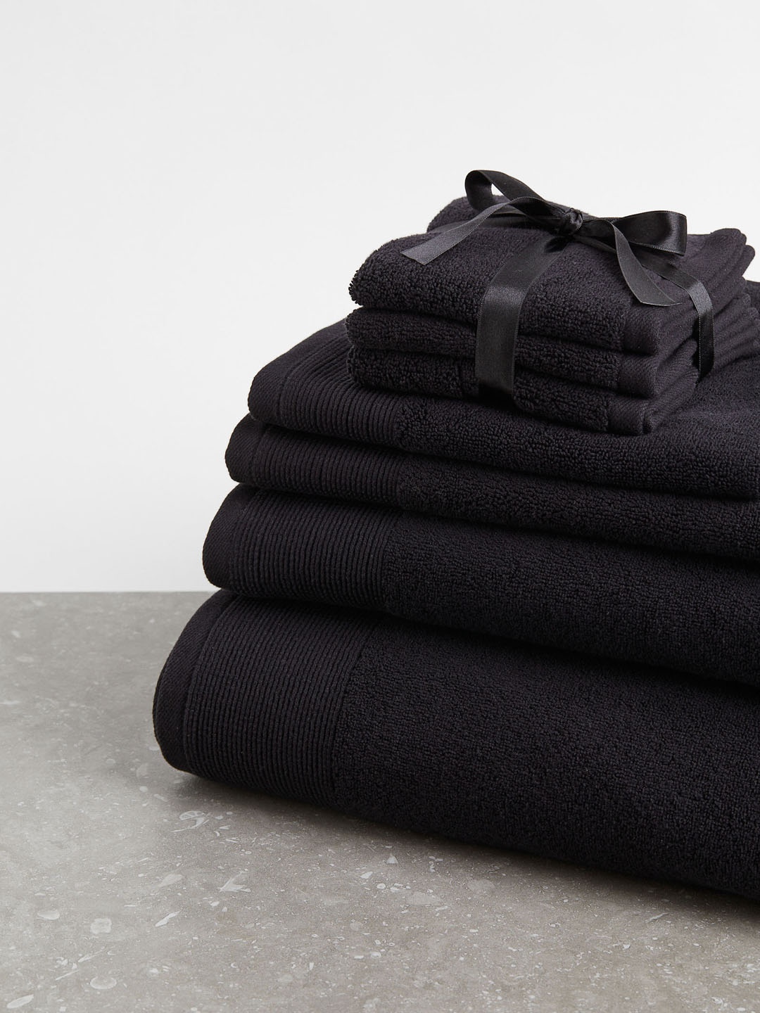 

H&M Black Cotton Terry Guest Towels