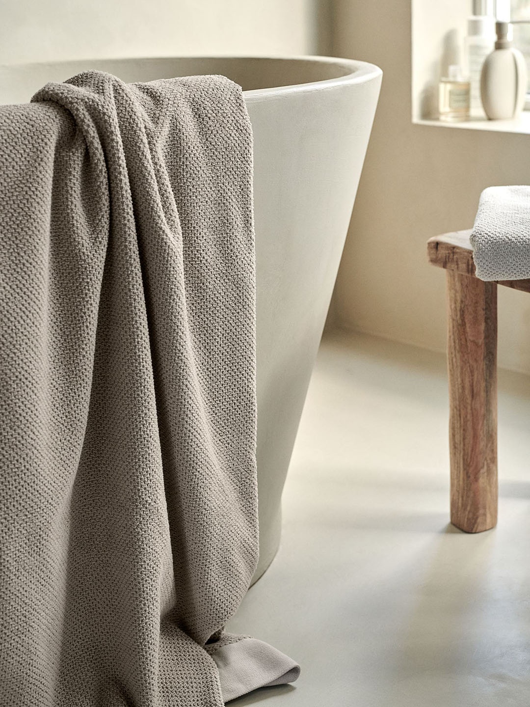 

H&M Solid Cotton Terry Bath Towel, Beige