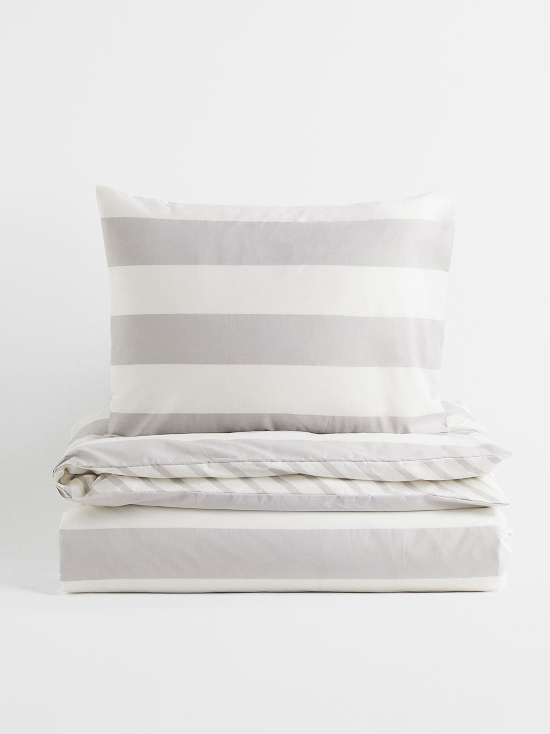 

H&M Grey Striped Single Duvet Cover