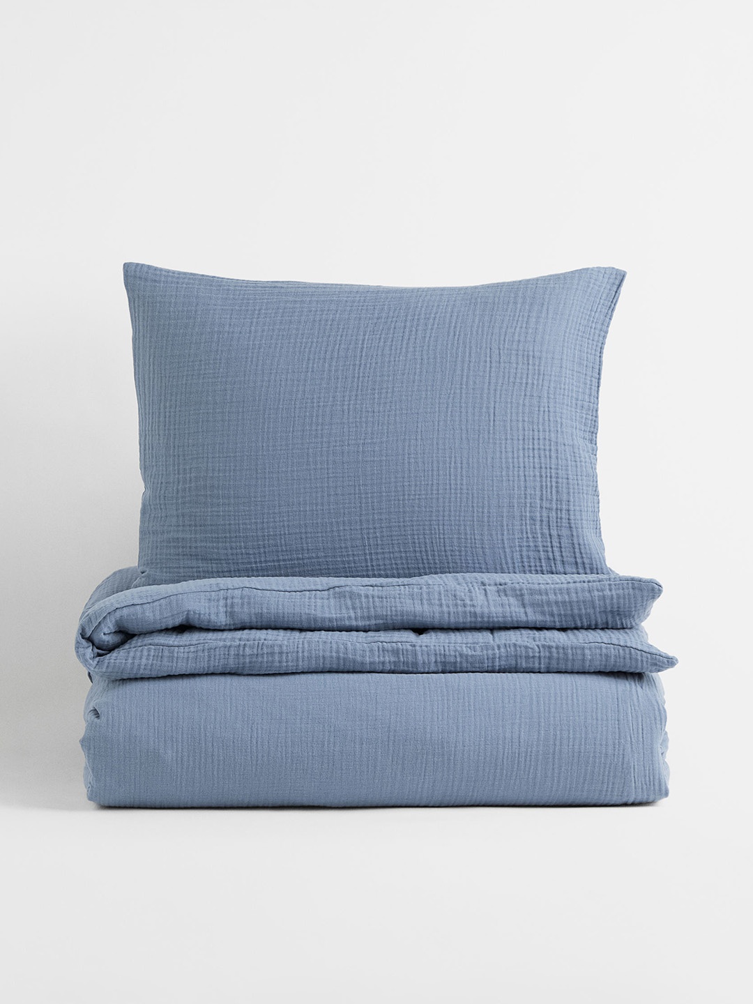 

H&M 250 TC Muslin Single Duvet Cover Set, Blue