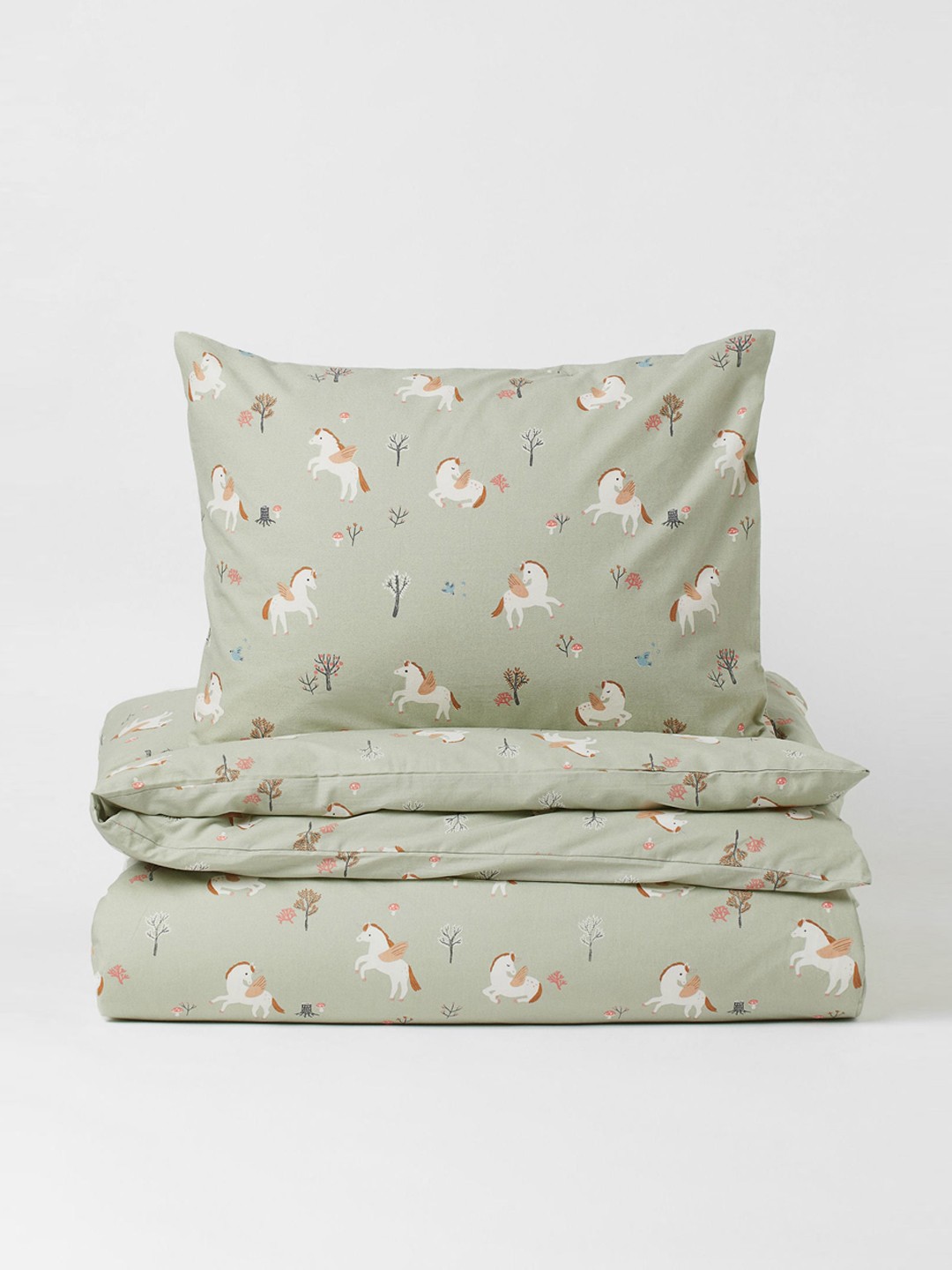 

H&M Green Patterned Cotton Duvet Cover Set