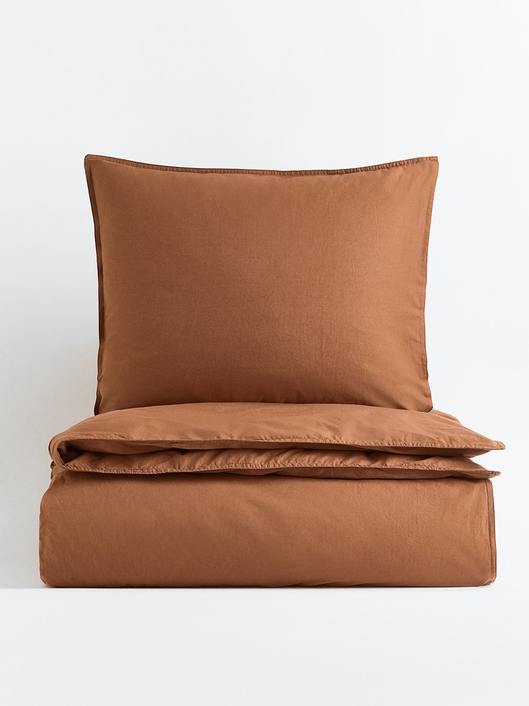 

H&M 144 TC Washed Cotton Duvet Cover Set, Brown