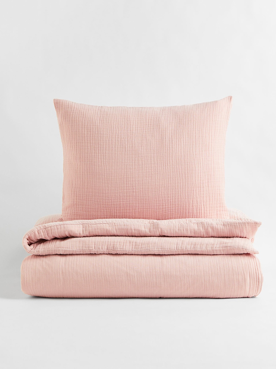 

H&M 250 TC Muslin Single Duvet Cover Set, Pink