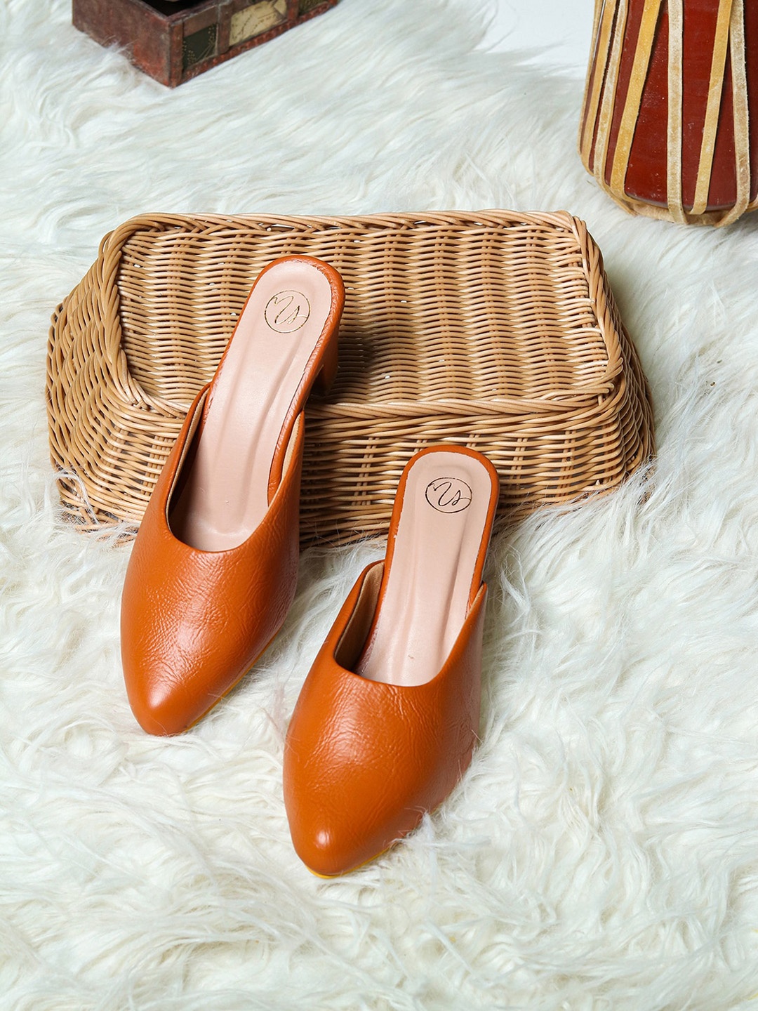 

NR By Nidhi Rathi Women Tan Leather Block Mules