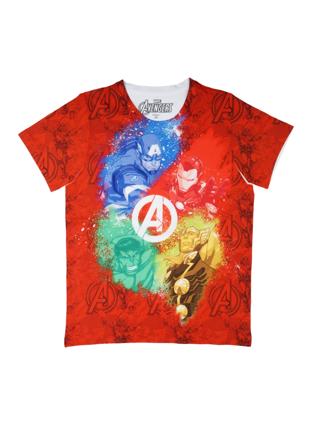

Marvel by Wear Your Mind Boys Red & White Printed Round Neck T-shirt