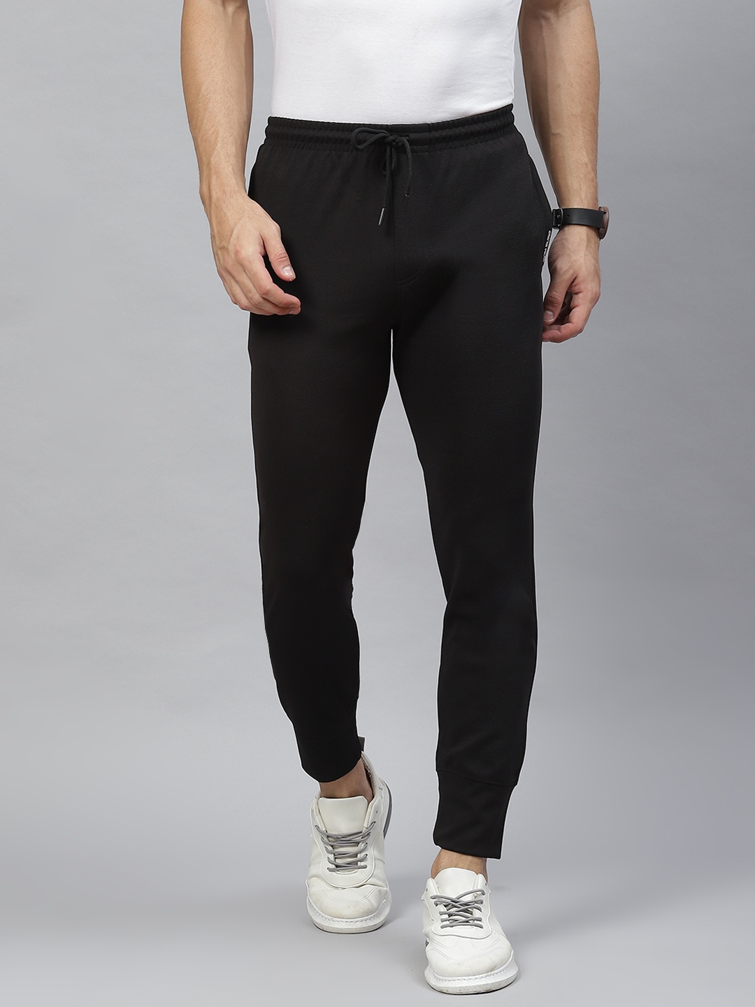 

TOM BURG Men Black Solid Slim Fit Track Pants