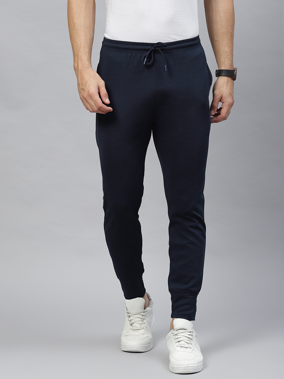 

TOM BURG Men Solid Slim Fit Track Pants, Navy blue