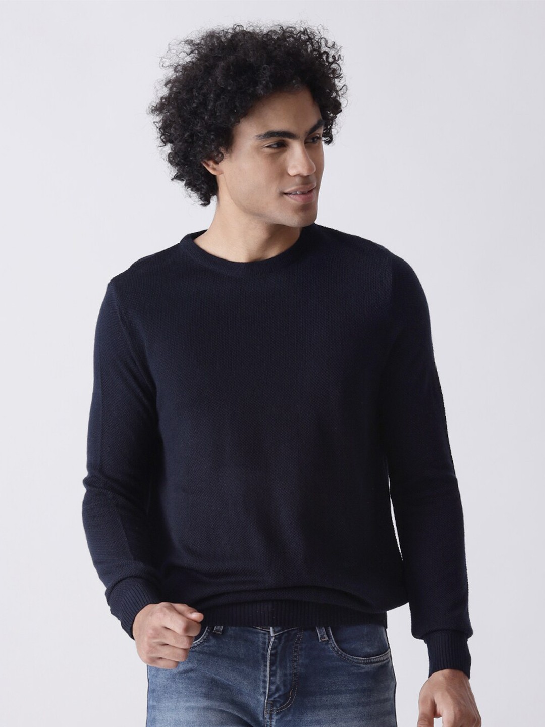 

MR BUTTON Men Navy Blue Pullover