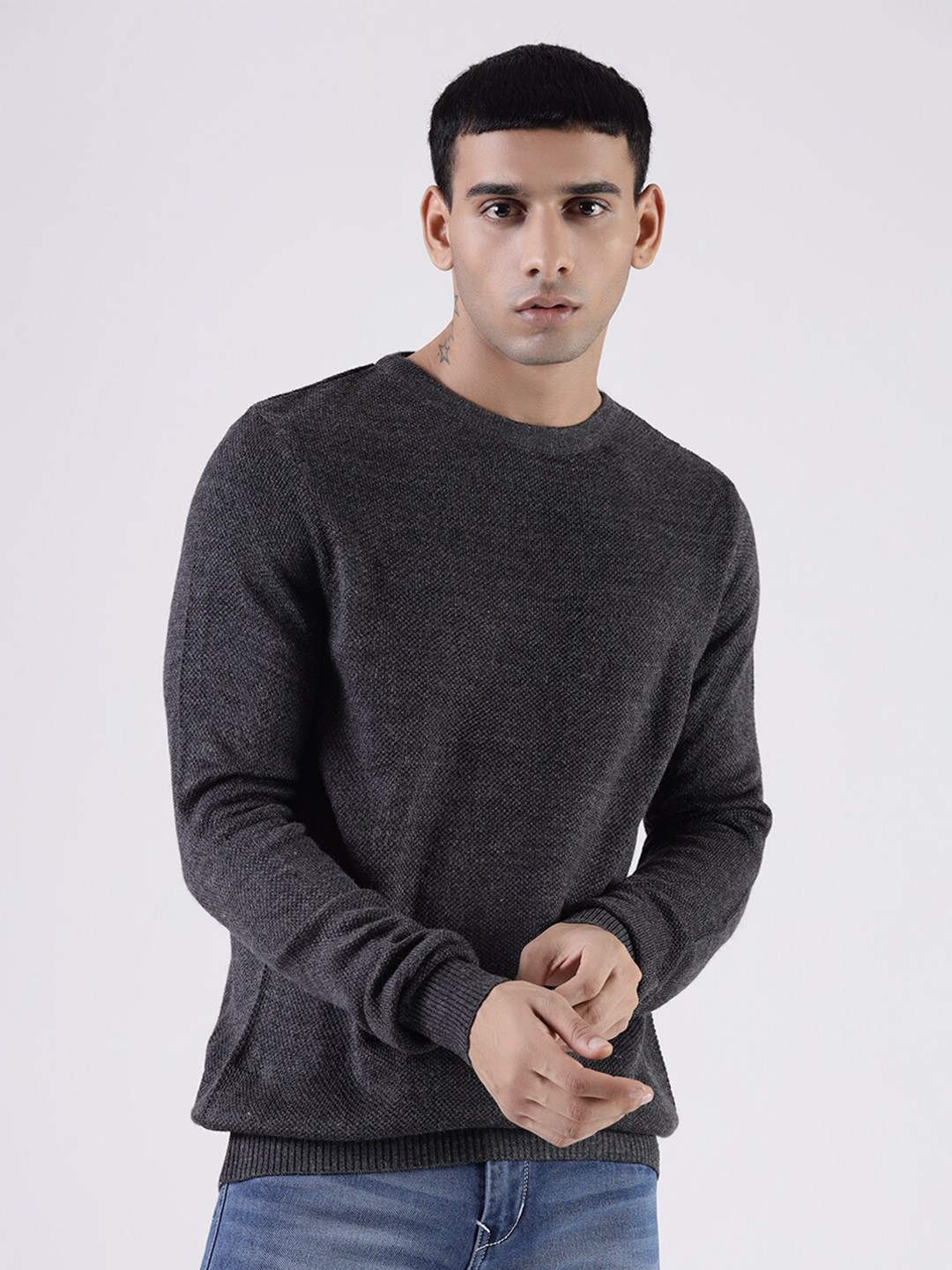 

MR BUTTON Men Grey Pullover
