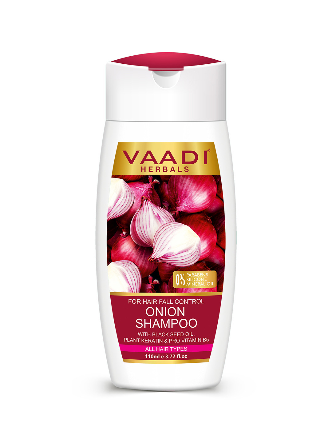 

Vaadi Herbals Hair Fall Control Onion Shampoo with Black Seed Oil & Plant Keratin - 110 ml, White