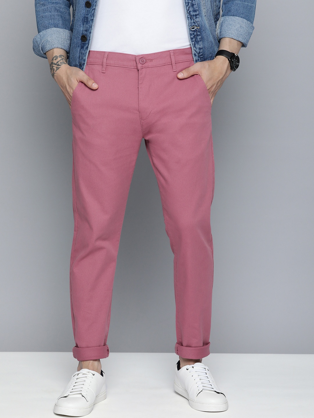 

Levis Men Mid-Rise Tapered Fit Chinos Trousers, Pink