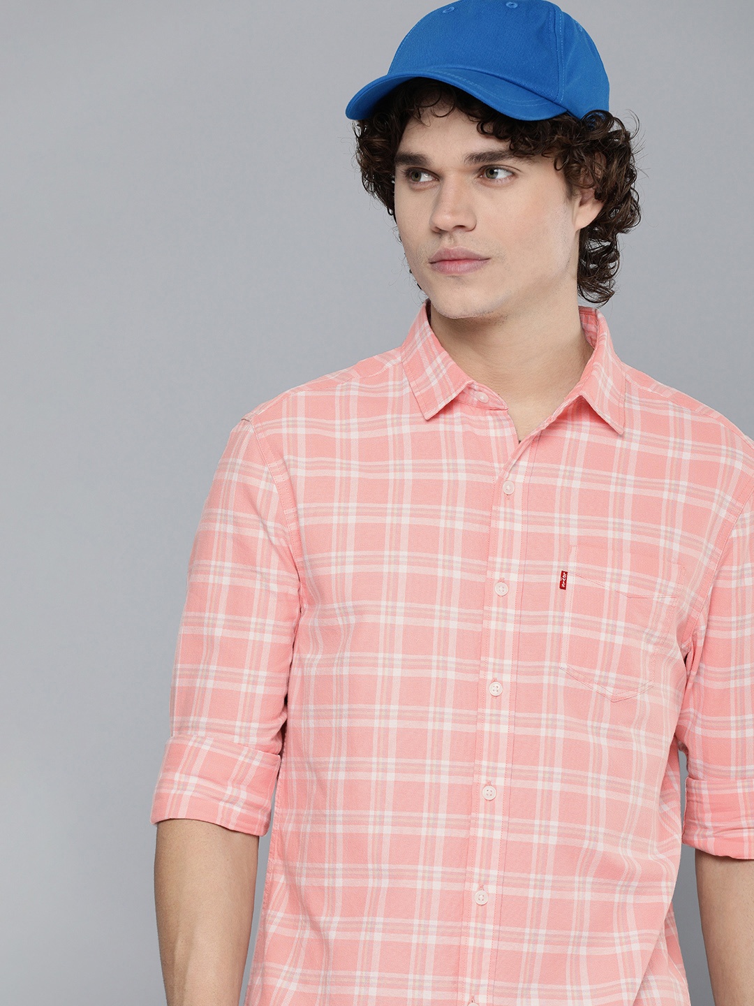 

Levis Men Tartan Checked Slim Fit Pure Cotton Casual Shirt, Pink