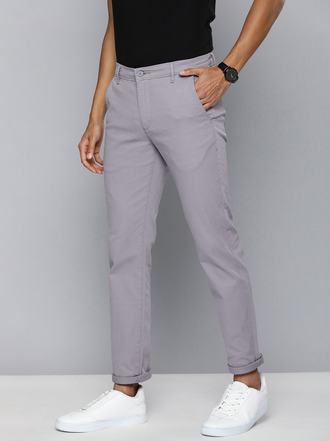 Levis Men Mid-Rise Tapered Fit Chinos Trousers, Grey