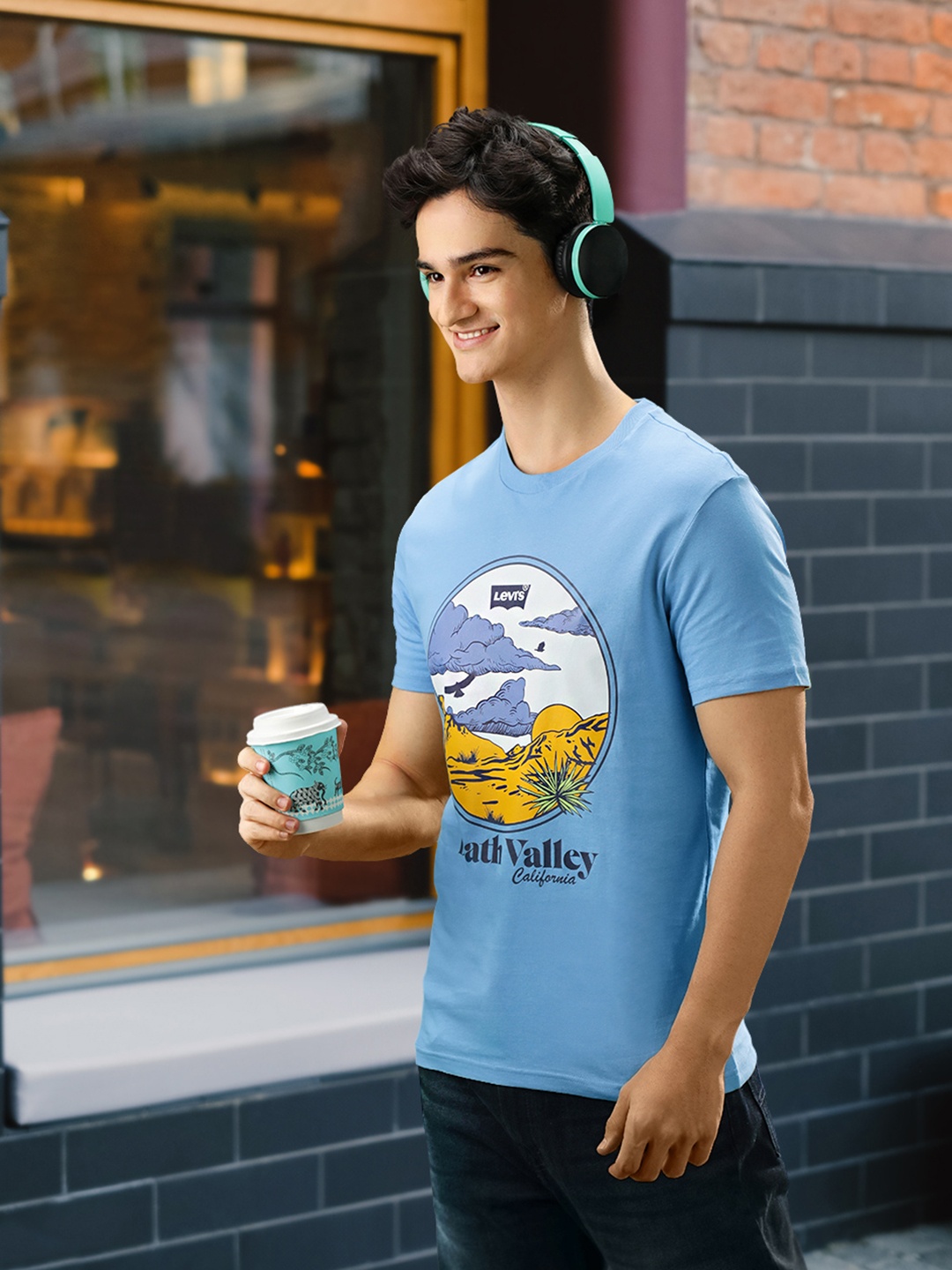 

Levis Printed Pure Cotton T-shirt, Blue