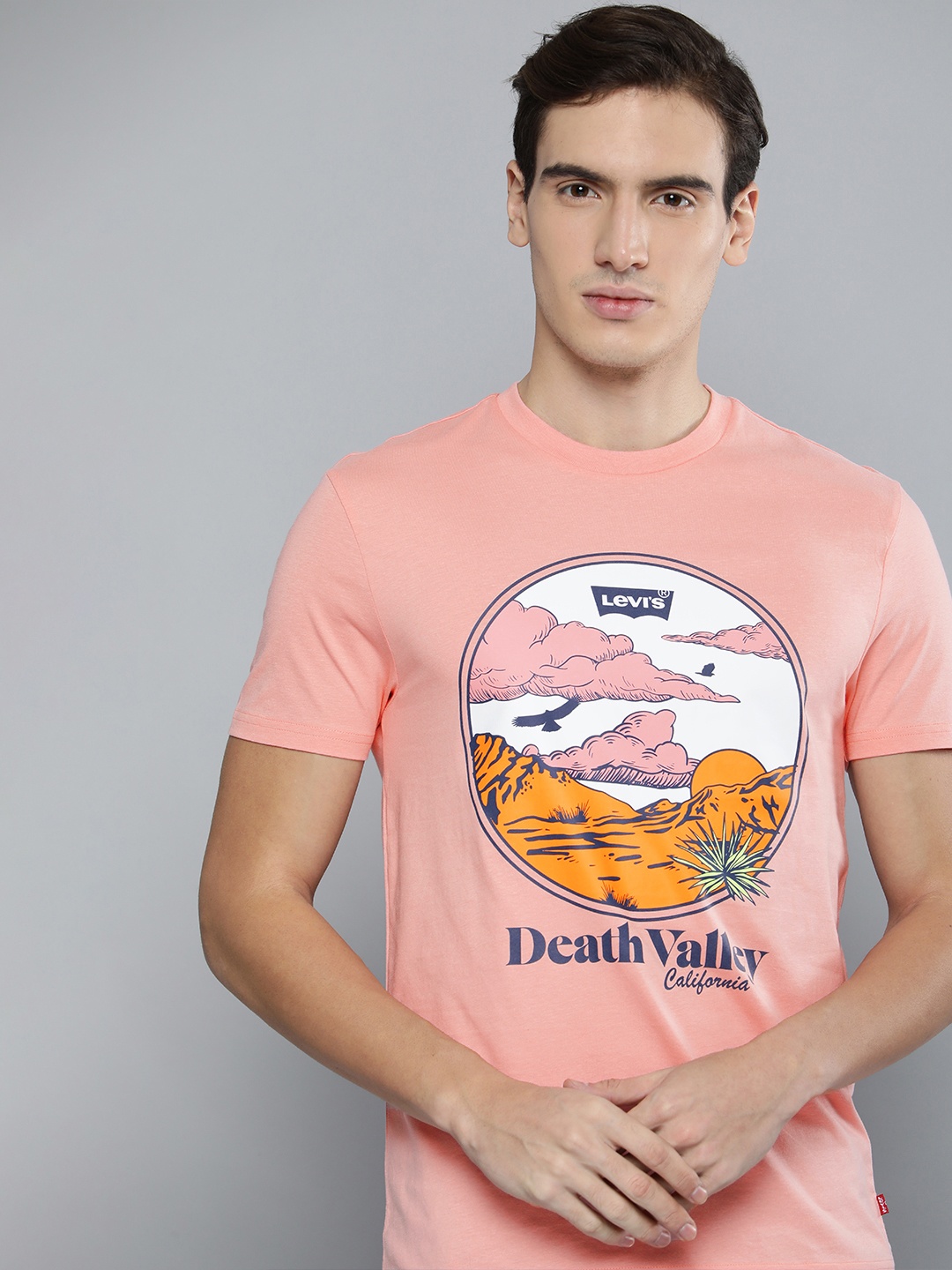

Levis Men Pure Cotton Printed Round Neck T-shirt, Pink